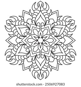 Mandala Line Illustration,  Perfect set for surface of design, textiles, posters, tattoos in indian yoga style, Mandala Line Drawing Design. bundle for coloring book interior. Round Ornament Pattern