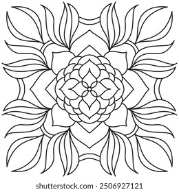 Mandala Line Illustration,  Perfect set for surface of design, textiles, posters, tattoos in indian yoga style, Mandala Line Drawing Design. bundle for coloring book interior. Round Ornament Pattern