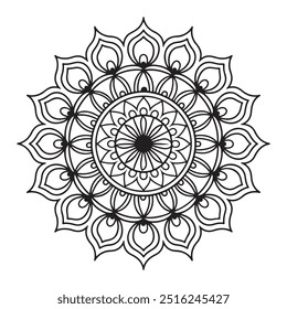Mandala Line Illustration,Simple mandala design for coloring,Seamless vector mandala pattern design