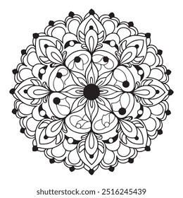 Mandala Line Illustration,Simple mandala design for coloring,Seamless vector mandala pattern design