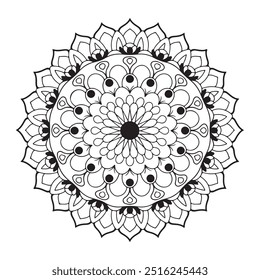 Mandala Line Illustration,Simple mandala design for coloring,Seamless vector mandala pattern design
