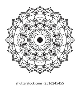 Mandala Line Illustration,Simple mandala design for coloring,Seamless vector mandala pattern design