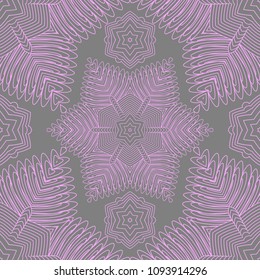 Mandala line seamless pattern, tribal ethnic motif. Ornament for wallpaper, textiles, greeting card,  packing, web. Vector  illustration.