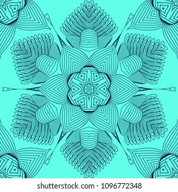 Mandala line seamless pattern, tribal ethnic motif. Ornament for wallpaper, textiles, greeting card,  packing, web. Vector  illustration.