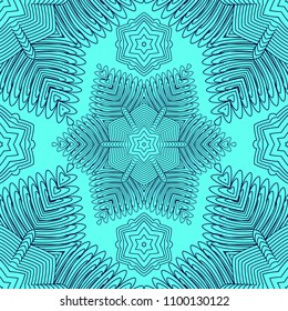 Mandala line seamless pattern, tribal ethnic motif. Ornament for wallpaper, textiles, greeting card,  packing, web. Vector  illustration.