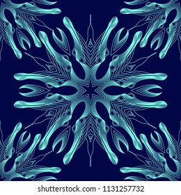 Mandala line seamless pattern, tribal ethnic motif. Ornament for wallpaper, textiles, greeting card,  packing, web. Vector  illustration.