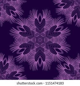 Mandala line seamless pattern, tribal ethnic motif. Ornament for wallpaper, textiles, greeting card,  packing, web. Vector  illustration.