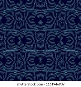 Mandala line seamless pattern, tribal ethnic motif. Ornament for wallpaper, textiles, greeting card,  packing, web. Vector  illustration.