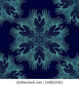 Mandala line seamless pattern, tribal ethnic motif. Ornament for wallpaper, textiles, greeting card,  packing, web. Vector  illustration.