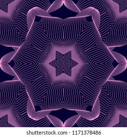 Mandala line seamless pattern, tribal ethnic motif. Ornament for wallpaper, textiles, greeting card,  packing, web. Vector  illustration.