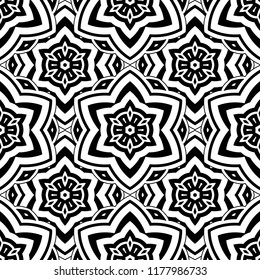 Mandala line seamless pattern, tribal ethnic motif. Ornament for wallpaper, textiles, greeting card,  packing, web. Vector  illustration.