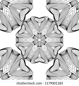 Mandala line seamless pattern, tribal ethnic motif. Ornament for wallpaper, textiles, greeting card,  packing, web. Vector  illustration.