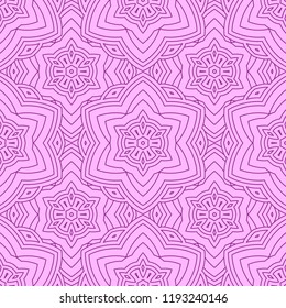 Mandala line seamless pattern, tribal ethnic motif. Ornament for wallpaper, textiles, greeting card,  packing, web. Vector  illustration.