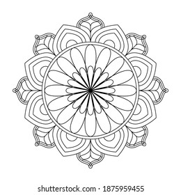 Mandala line vector. A symmetrical round monochrome ornament. Coloring