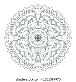 Mandala line vector. A symmetrical round point monochrome ornament. Coloring