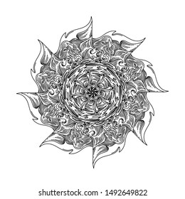 Mandala Line Vetor Black and White for coloring