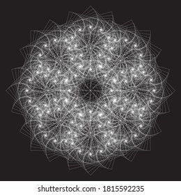 Mandala. Linear Vector Spiral Pattern or Texture. Stipple Linear Backgrounds with rectangles