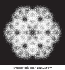 Mandala. Linear Vector Spiral Pattern or Texture. Stipple Linear design element with rectangles