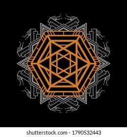 Mandala Lineart, Tatto, Vector Illustration