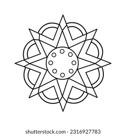 Mandala Lined Flower Vector Illustration
