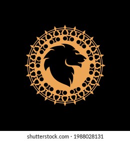 Mandala with lion concept design vector template