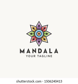 mandala logo design simple monoline retro vintage