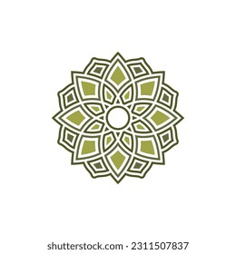 Mandala logo template, Circular pattern in form of mandala. Oriental pattern, vector illustration. Islam, Arabic, Indian, turkish, pakistan, chinese, ottoman motifs