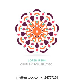 Mandala logo.Simple geometric logo. Juicy circular logo. Logo for boutique/ company logo/ mark/ emblem/ element. Vector Illustration