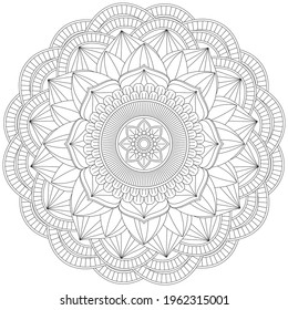 Mandala Lotus Flower Leaf Coloring Art Simple Design Shape Vector Floral Oriental Outline Vintage Decorative Elements Pattern Illustration Islam Arabic Indian Turkish Mystic Religion Morals 