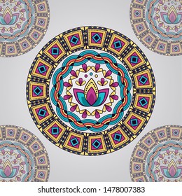 mandala lotus flower vintage decorative ethnic element vector illustration