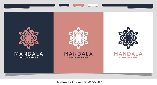 Mandala lotus logo design template with creative concept Premium Vector