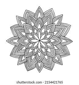 Mandala lotus. Tattoo in Asian style. Vector image in doodle style. Black ornament flower