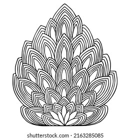 Mandala lotus. Tattoo in Asian style. Vector image in doodle style. Black ornament flower
