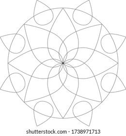 mandala lotus water lily coloring page line drawing	
