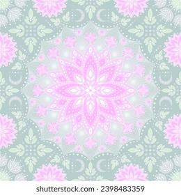 mandala lotus yoga seamless pattern. water lily flower geometric illustration background. good for fabric, fashion design, wallpaper, textile, backdrop.