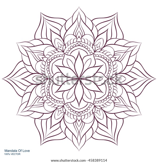 Download Mandala Love Circular Ornament On White Stock Vector ...