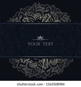 Mandala Luxury Background, ornament template for wedding invitation, book cover, flyer, menu, brochure, postcard, background, wallpaper, decoration, silver and dark blue