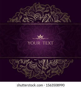 Mandala Luxury Background, ornament template for wedding invitation, book cover, flyer, menu, brochure, postcard, background, wallpaper, decoration, gold and dark purple