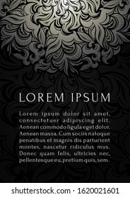 Mandala Luxury Background, ornament template for wedding invitation, book cover, flyer, menu, brochure, postcard, background, wallpaper, decoration, silver and black