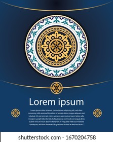 Mandala luxury, Classic ornamental  design background in gold blue color. ornament elegant invitation wedding card , invite , backdrop cover banner illustration vector design, blue ornament, Pattern.