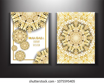 Mandala Luxury cover Design Template.Asian traditional art style.for Cover business brochure,layout or flyer template, poster, magazine, annual report,presentation,Front page book cover