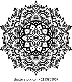 Mandala luxury Ornamental Background Design, tattoo, Islam, Arabic, Indian. Minimal floral pattern.Coloring book page.