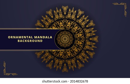 mandala luxury ornamental design background in gold colour. ornament elegant invitation wedding card, invite, Arabesque Pattern, Islamic, backdrop cover banner illustration vector design