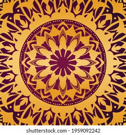 Mandala luxury pattern design. Golden color vector print for design invitation, card, wallpaper, or fabric.