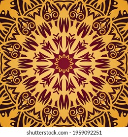 Mandala luxury pattern design. Golden color vector print for design invitation, card, wallpaper, or fabric.
