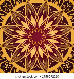 Mandala luxury pattern design. Golden color vector print for design invitation, card, wallpaper, or fabric.