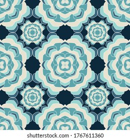 Mandala Luxus nahtloses Muster. Blumenmexicisches Motiv, Vektordesign. Abstrakte Blume Mandala Fliesenschmuck. Ethnische Blumenmodedrucke. Endlose Medaillon nahtlose Muster-Vorlage.