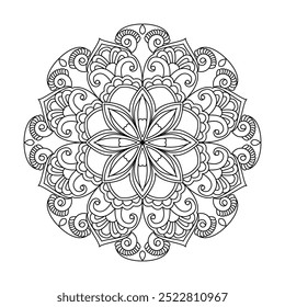 Página do livro de colorir Mandala Magic. Fácil Mandala colorir páginas do livro para adultos para relaxar, experiências dar alívio. Arquivo de vetor redimensionável