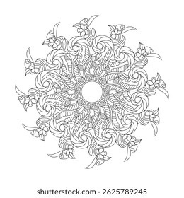 Mandala Magic página do livro de colorir para crianças. Fácil Mandala colorir páginas do livro para adultos para relaxar, experiências dar alívio. Arquivo de vetor redimensionável