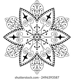 Mandala for making clothing fabric patterns and round window glass